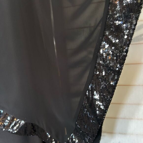 R&M Richards Knee-Length Dress w Sequined Sheer Draped Asymmetrical  Poncho 14W - Picture 10 of 11